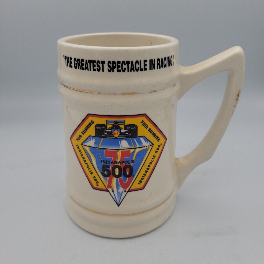 1991 Indy 500 75th Running Beer Mug Indianapolis Motor Speedway Stein